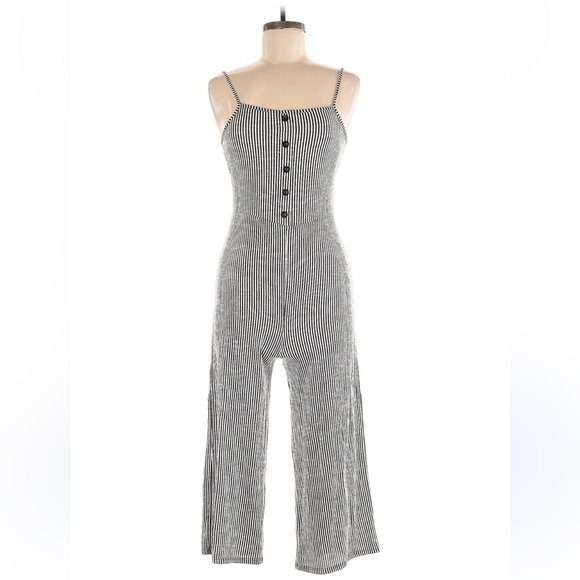 Caution To The Wind Black and White Jumpsuit with Wide-Leg Design Small - Picture 1 of 5